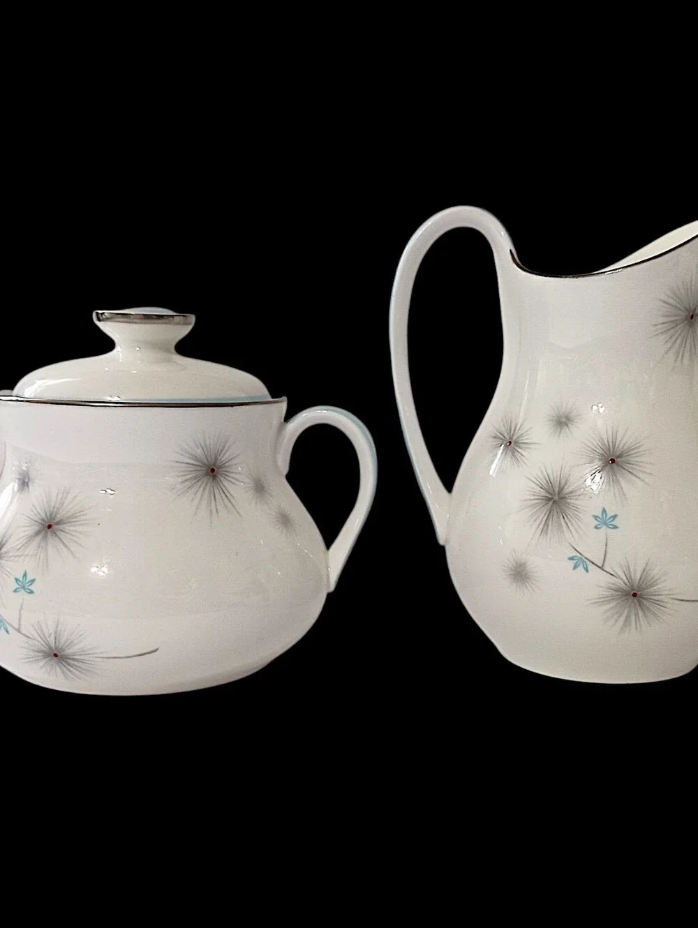 Royal Doulton Thistledown Sugar Bowl Creamer Set H4943 Bone China Vintage Atomic